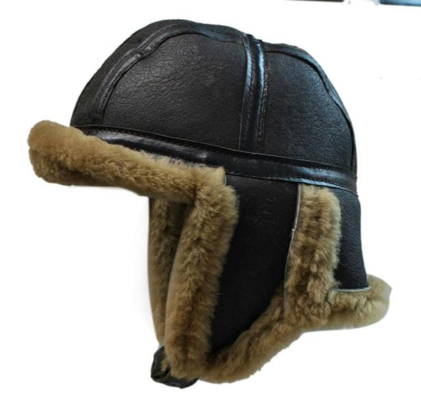 Infinity Leather Mens RAF Aviator Sheepskin B-55 Trapper Hat