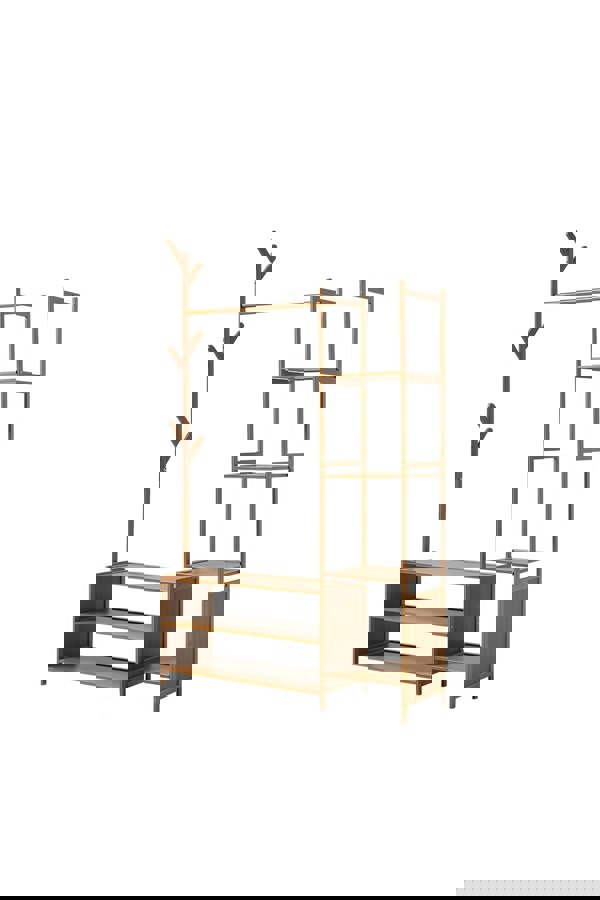 Living and Home 162CM Bamboo Clothes Garment Rack with Storage Shelves Bedroom Classic Style