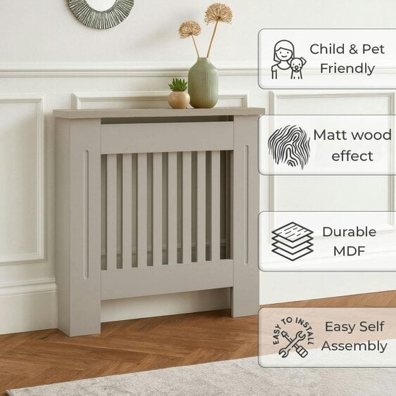 Neo Grey Decorative Wooden Radiator Cover Small