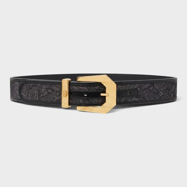 Versace Barocco Medusa Heritage Jacquard Belt Gold Black