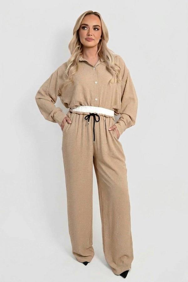 ikrush Nina Button Down Embellished Long Sleeve Top