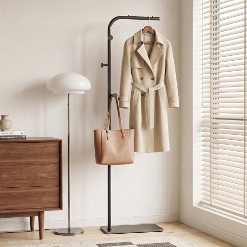 HOMCOM Modern Garment Rack with Marble Base, Black