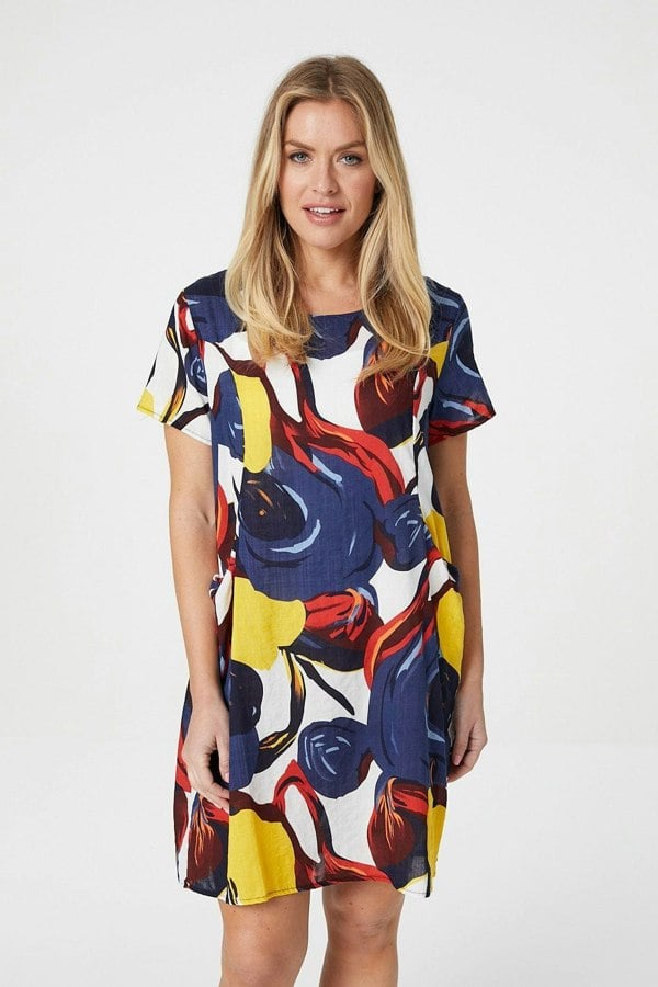Navy | Floral Short Sleeve Shift Dress