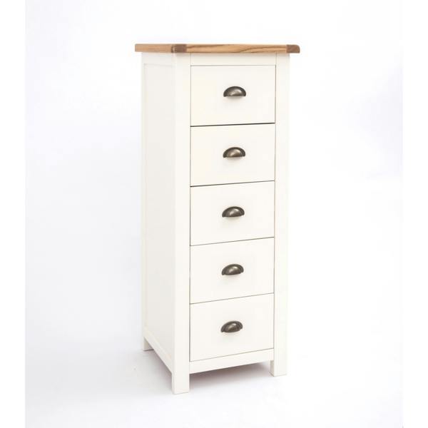 Cabinet Bits Lovere 5 Drawer Narrow Chest of Drawers Brass Cup Handle