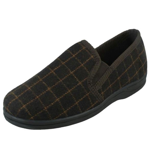Spot On Mens Spot On Checked Upper Gusset Slipper Jaydon