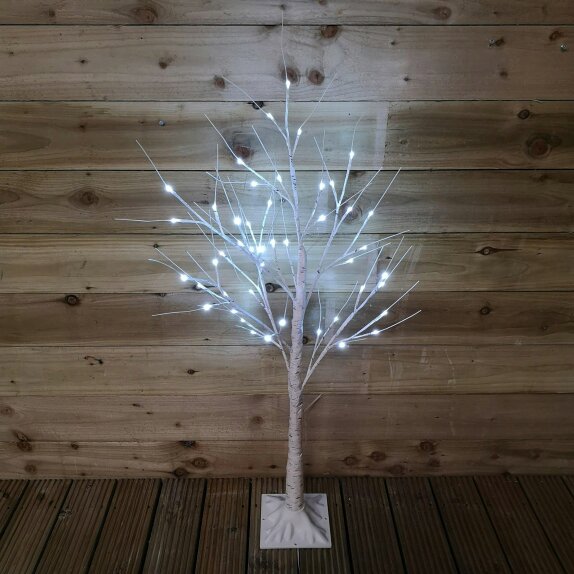Samuel Alexander 1.2m (4ft) Indoor Outdoor Christmas Lit Birch Tree with 48 Ice White LEDs