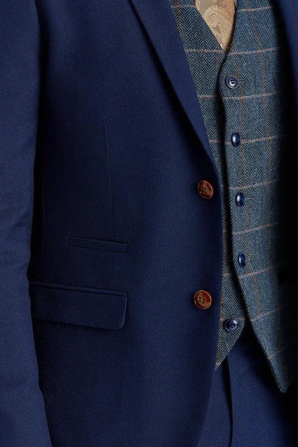 Paul Andrew Mayfair Navy Textured Suit with Harris Navy Tweed Waistcoat