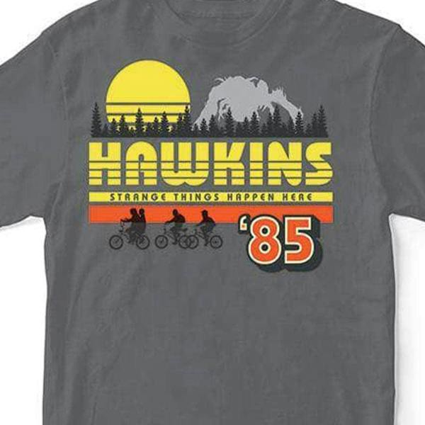 Stranger Things Unisex Adult Hawkins T-Shirt - Grey - 