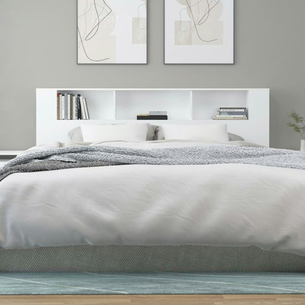 Berkfield Headboard Cabinet White 200x18.5x104.5 cm