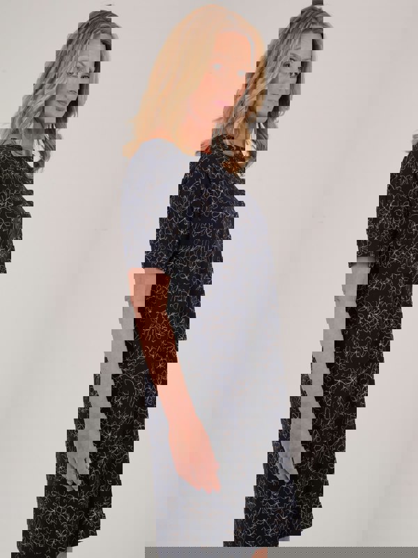 TIGI-Wear Navy Cloud Sketch Floral Night Dress