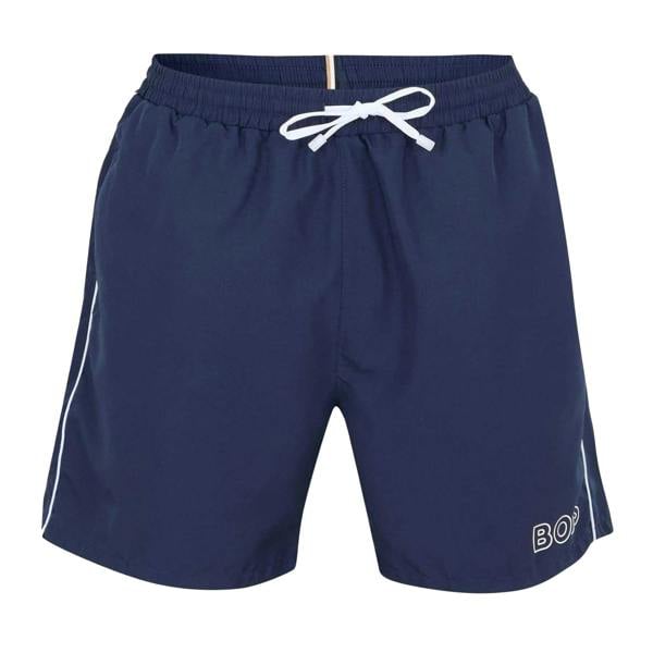 Boss Mens Side Stripe Swim Shorts - Dark Blue - 
