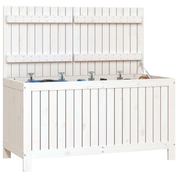 Berkfield Garden Storage Box White 121x55x64 cm Solid Wood Pine