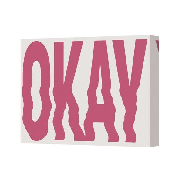 Benjamin Tate Design Okay Canvas Wall Art Pink Typography Print For Modern Home Decor