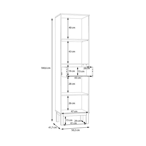 Wyld Haus Niva Light Grey and Natural Oak Effect Display Cabinet with LED Lighting 2 Doors 1 Drawer