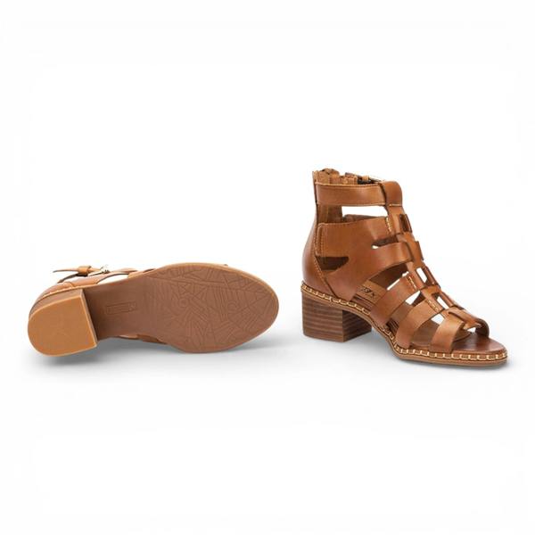Pikolinos Blanes - Women's Brown Leather Block-Heel Sandals