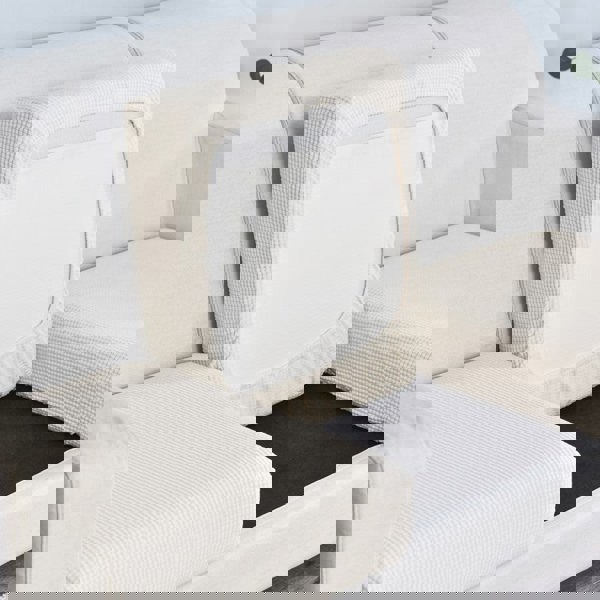 Anyhouz Anyseat Sofa Cover White Polyester Thick Stretchable Cushion For Living Room 1Pc Normal Size 225-275cm