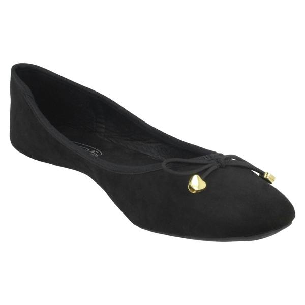 Spot On Ladies Spot On Flat Ballerina Bow Vamp Heart Charms