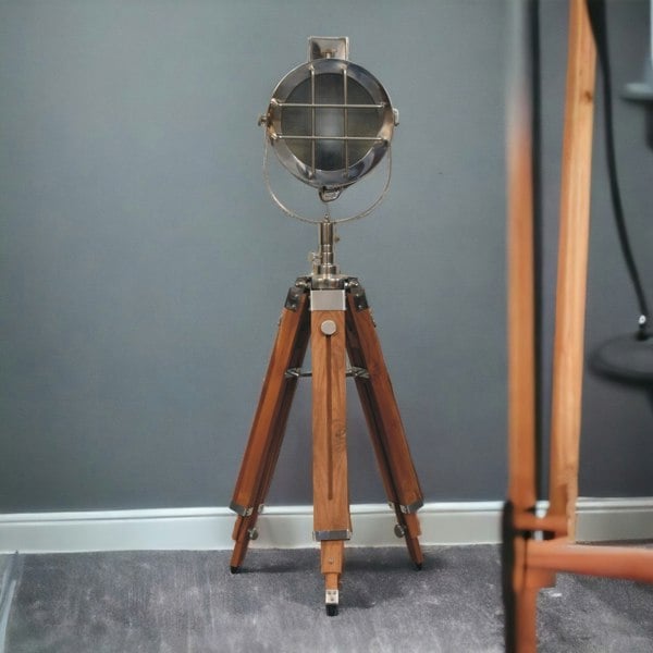 Artisan Furniture Caged Chrome Spotlight Floor Lamp