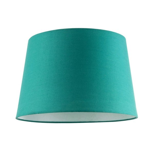 Vivid Teal Cotton Fabric 12inch Drum Lampshade with White Cotton Inner Image 1