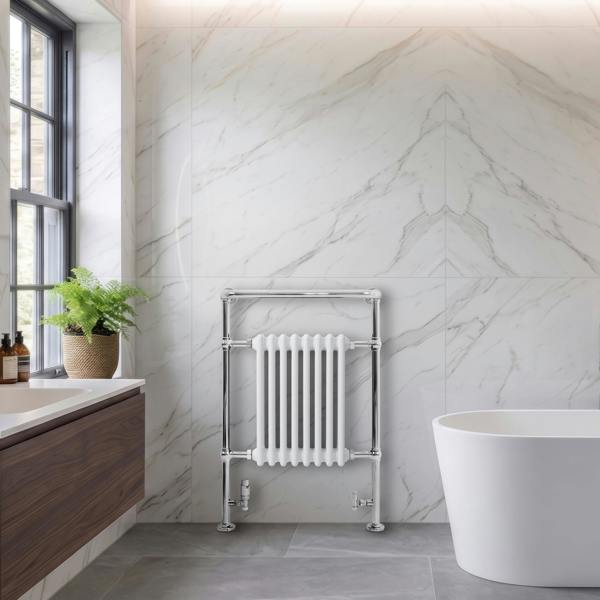 Monstershop Traditional Heated Towel Rail Radiator – 950mm x 660mm  – White