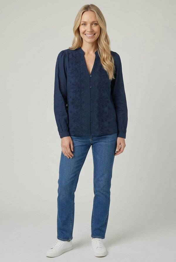Izabel London Floral Textured Long Sleeve Blouse