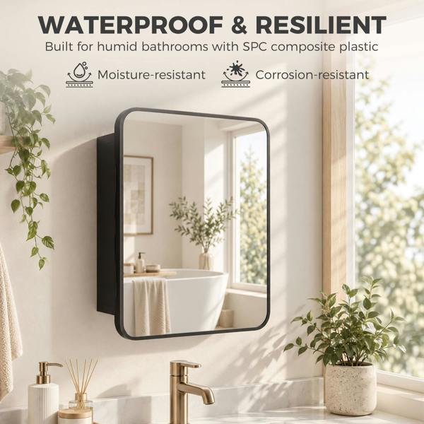 HOMCOM Bathroom Medicine Mirror Cabinet, Bathroom Wall Cabinet