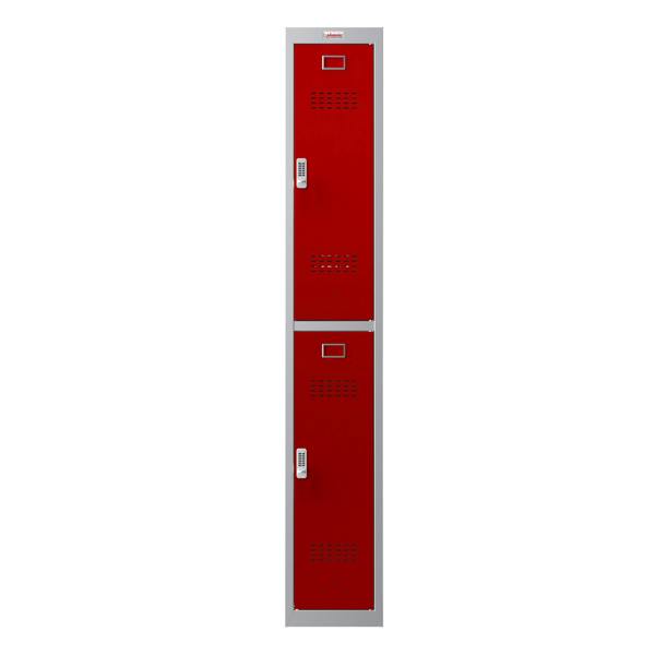 Phoenix Safe Phoenix PL Series PL1230GRE 1 Column 2 Door Personal Locker Grey Body/Red Doors with Electronic Locks