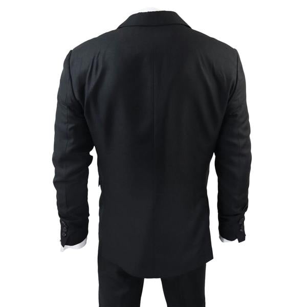 TruClothing Mens IM1 Classic Plain Black 3 Piece Suit