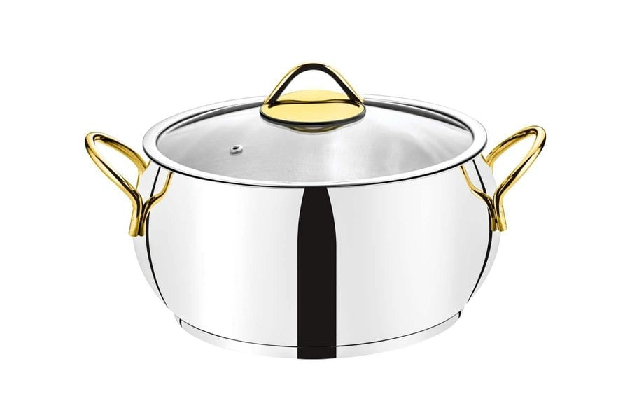 Rozi Sevval Collection 8-piece Stainless Steel Cookware Set (Gold Handles)