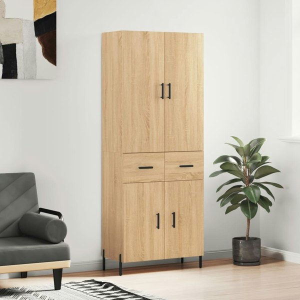 Berkfield Highboard Sonoma Oak 69.5x34x180 cm Engineered Wood