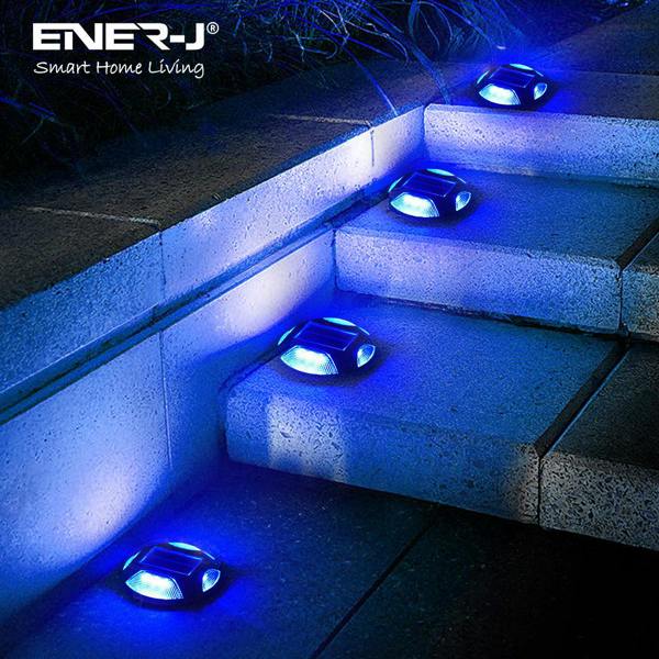 ENER-J 2 Pc Pack Solar Powered Decking or Pathway Garden Lights, 2 Colour Options - 6000K & BLUE