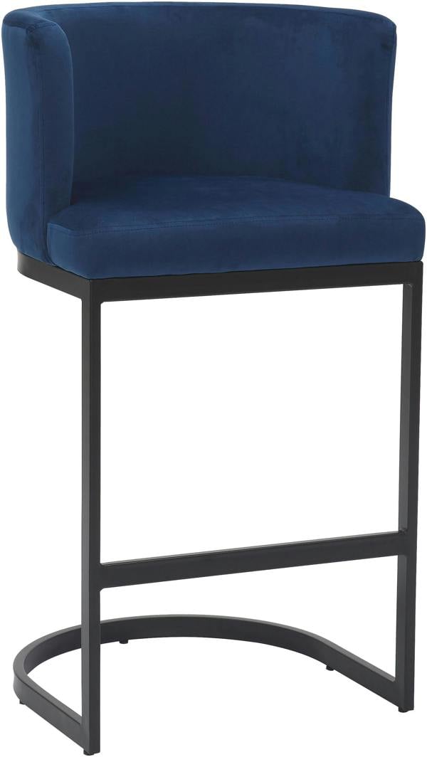 Lamboro Velino Velvet Kitchen Bar Stools, Matt Black Cantilever Frame, Seat With Backrest, Breakfast & Home Bar Stool - Blue