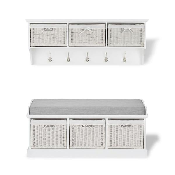 Statement Furniture Tetbury Large Hallway Set with Storage Baskets and Cushion Seat