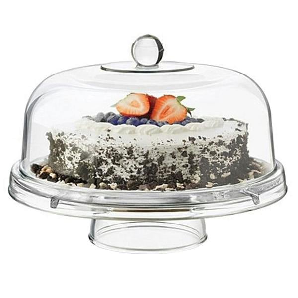 Gr8 Home Multi Functional 6in1 Clear Cake Stand Dome Platter Dip Server Punch Salad Bowl