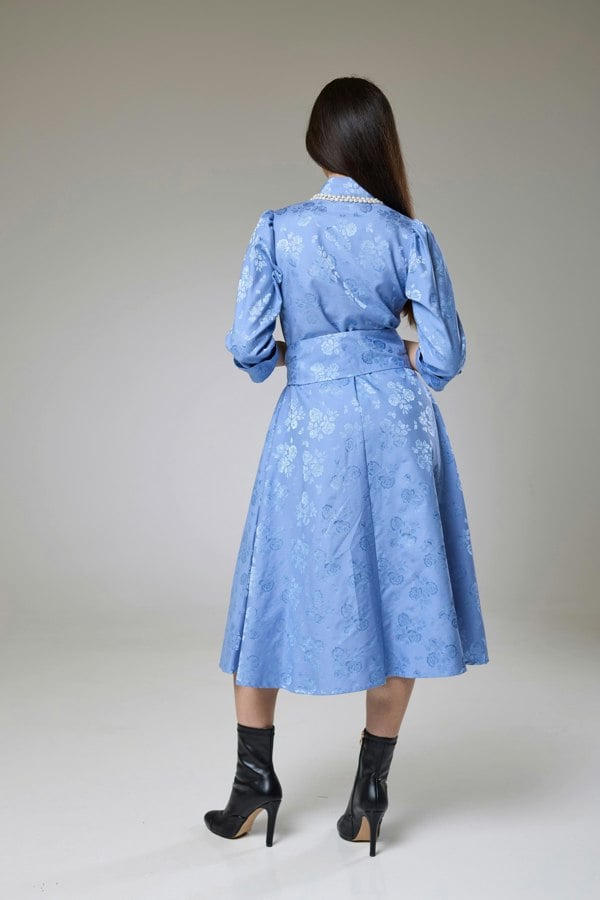 Isha's Timeless collection Sky Blue Petals Sleeved Dress