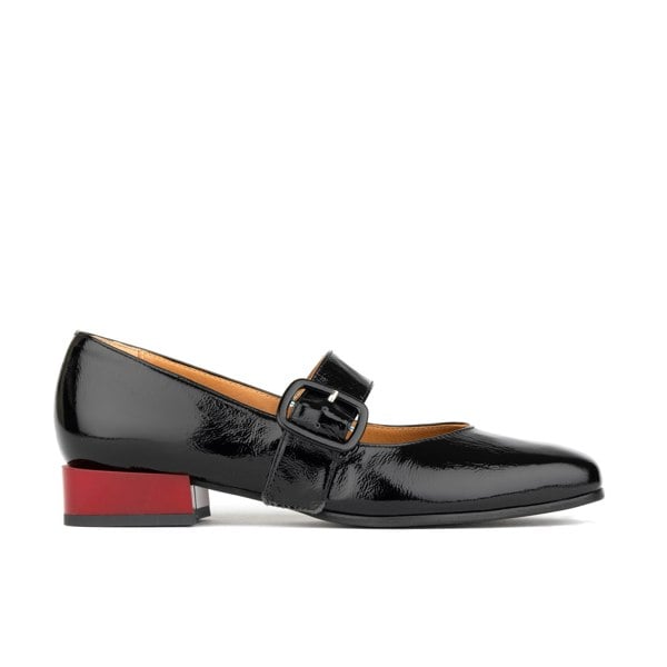 Embassy London Bliss - Black - Women's block heel square toe patent leather comfort loafer