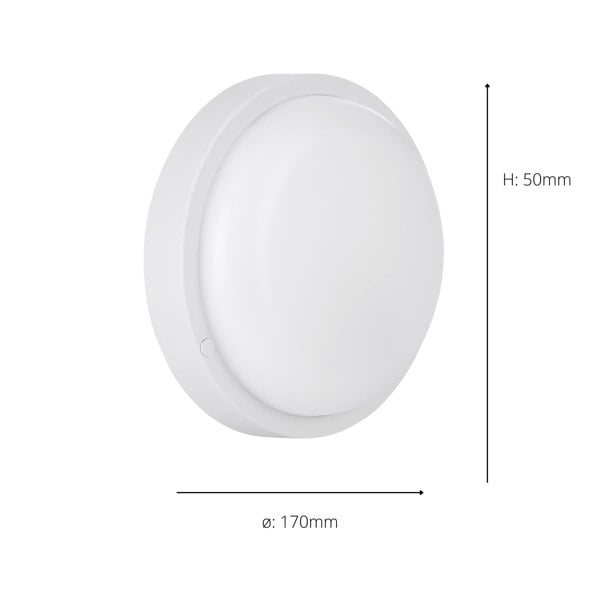 EGLO Basic Boschetto-E Round White Plastic Eco-Friendly Outdoor Wall/Ceiling Light, (D) 17cm