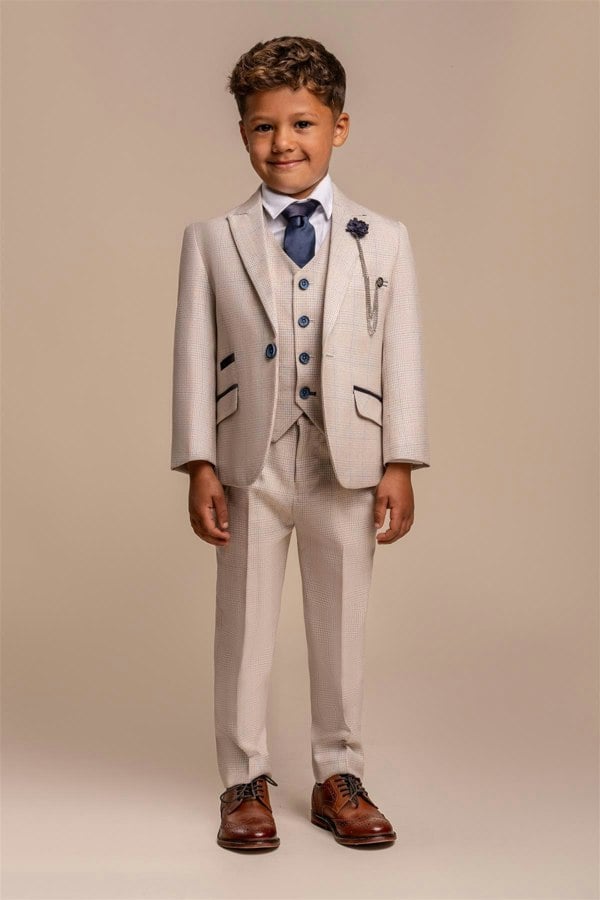 House of Cavani Boys Caridi Beige Three Piece Suit