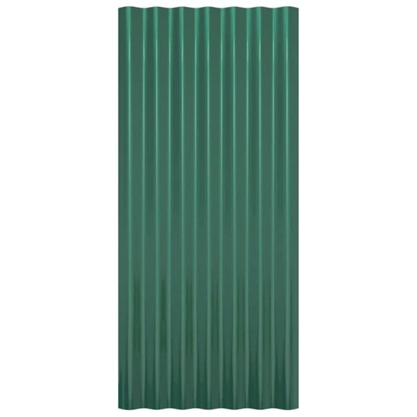Berkfield Roof Panels 12 pcs Powder-coated Steel Green 80x36 cm