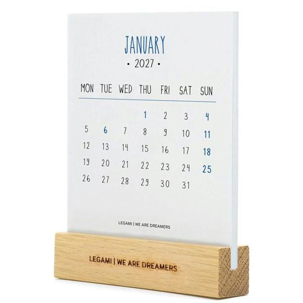 Wooden Block Desk Calendar 2027, Desk Calendars, Month To View, Lifestyle, Gift