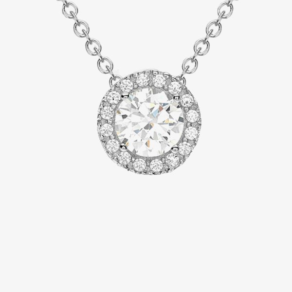 T. H. Baker 9ct White Gold Round Halo Necklet 5.19.7304