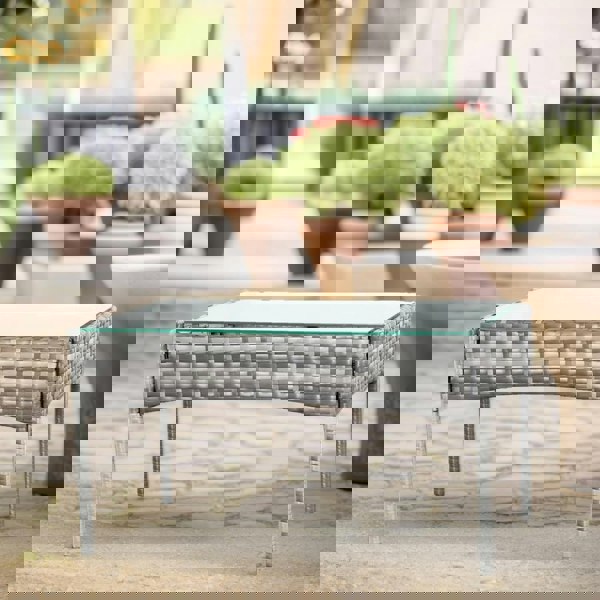 Rafaelo Mobilia Set of 4 Wicker Garden Bistro Furniture Set Grey
