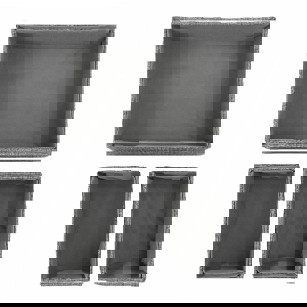 JVL Chroma Rectangular Fabric Storage Baskets for Home Organisation, Set of 3, Grey