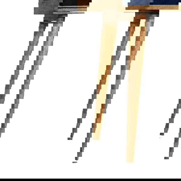 Artisan Furniture Solid Wood Royal Blue Velvet Tray Footstool