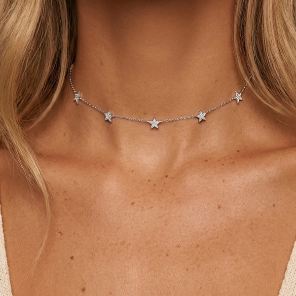 Muchv Star Charm Choker or Necklace in 18k Gold or Silver