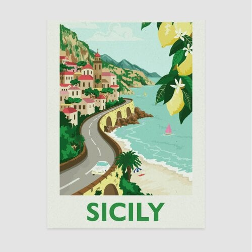 Joules Sunkissed Sicily 50 X 70 Wood Frame | Multicoloured