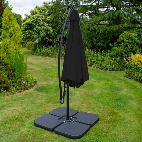 Monstershop Black 3m LED Cantilever Parasol With Plain Base