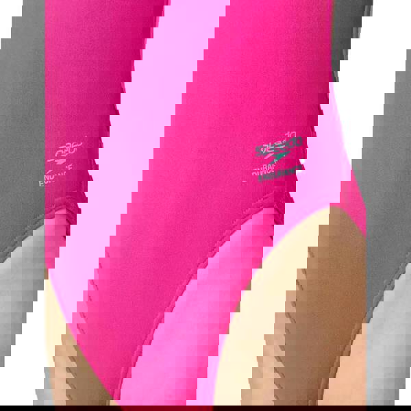 Bright pink Speedo club training solid web back swimsuit