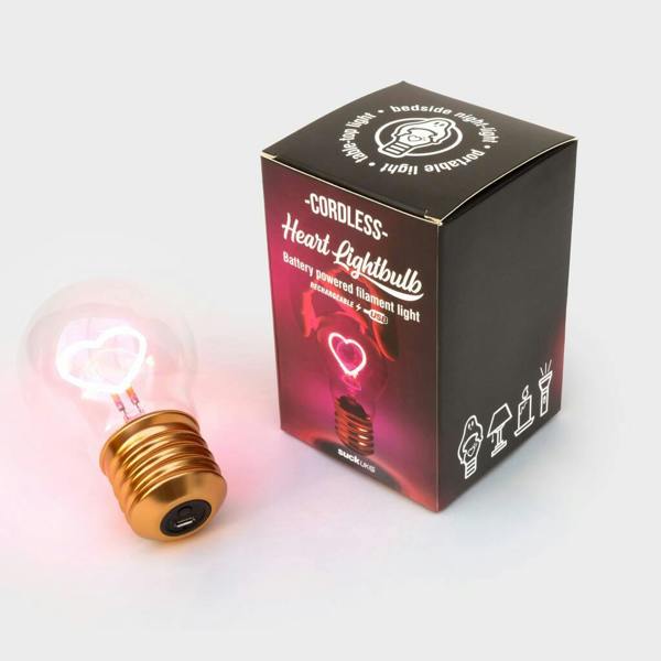 Cordless Edison Heart Lightbulb - product in use