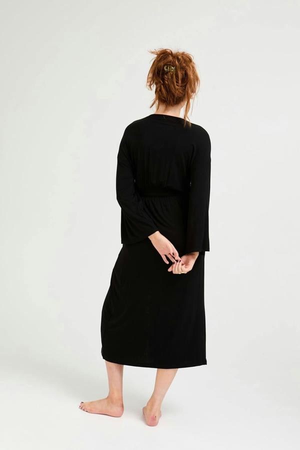 Bamboo Frill Kimono in Black - Wholesale - Robes